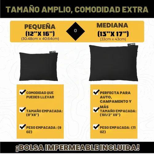 Vista 3 de Wise Owl Outfitters - Almohada de camping - Almohada de viaje de espuma viscoelástica para dormir en avión, senderismo, mochilero y uso al aire Negro