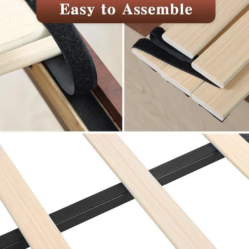 Vista 7 de Base de cama de plataforma de tamaño matrimonial para dormitorio, marcos de cama de madera resistente de 14 pulgadas con listones de madera, fácil