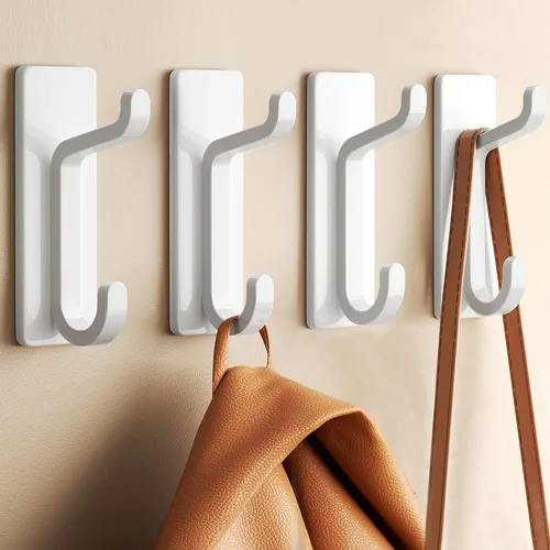 Vista 13 de Ganchos de pared autoadhesivos para colgar: extra fuertes 13 libras, gancho para abrigo, toalla en baños, ducha, cocina, pared, gancho de puerta