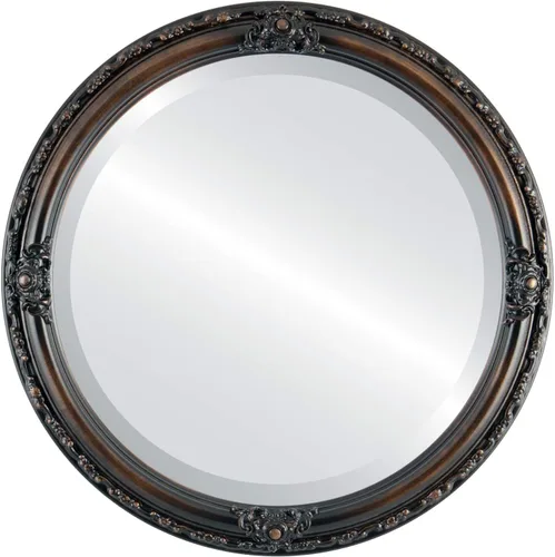 Vista 7 de Espejo de pared redondo biselado para decoración del hogar, estilo Jefferson, hoja de oro antiguo, dimensiones exteriores de 16 x 16 pulgadas