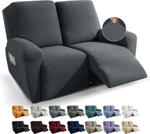 Vista 34 de JIVINER Fundas de sofá reclinable de 8 piezas, fundas elásticas de jacquard para sofá reclinable, fundas para sala de estar, protector suave de 3