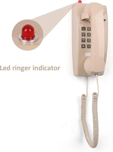 Vista 6 de Teléfono doméstico TRIMLINE vintage con cable, teléfono fijo de montaje en pared, teléfono de emergencia SOS con botón grande para personas mayores