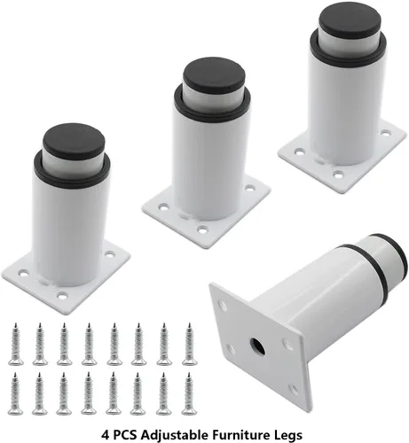 Vista 3 de Paquete de 4 patas ajustables para muebles, patas de soporte de acero inoxidable, patas de repuesto resistentes para sofá, mueble de TV, sofá, mesa