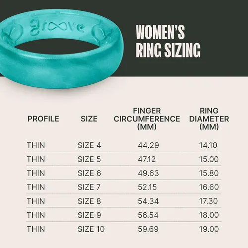 Vista 5 de Groove Life Anillo de boda de goma transpirable para mujer, diseño único, anillo de ajuste cómodo