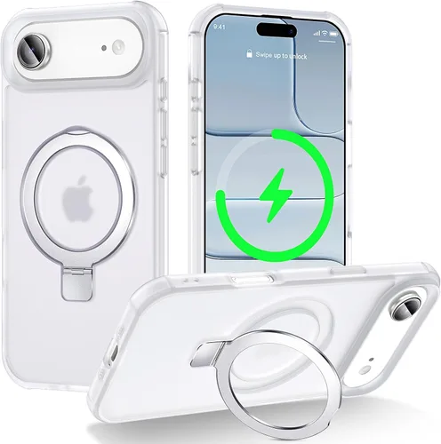 Vista 47 de CHAOFEnG Funda magnética compatible con iPhone 11 con soporte, prueba de caídas de grado militar, compatible con imán, anillo translúcido, parte