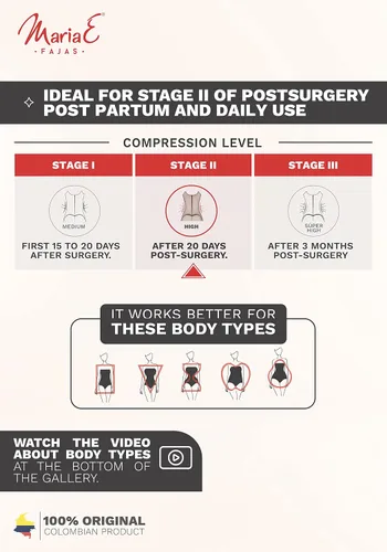 Vista 4 de MARIAE FU117 Fajas Colombianas Reductoras y Moldeadoras Post Surgery Stage 2 BBL - Prenda de compresión para mujer