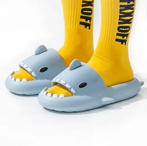 Vista 4 de Sandalias unisex con diseño de tiburón y nube, sandalias antideslizantes con punta abierta, zapatos de playa de moda para mujeres, hombres y adultos