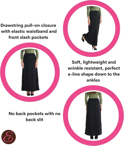 Vista 4 de ESTEEZ A Line Falda Midi Larga Tencel Denim para Mujer con Bolsillos - Atlanta