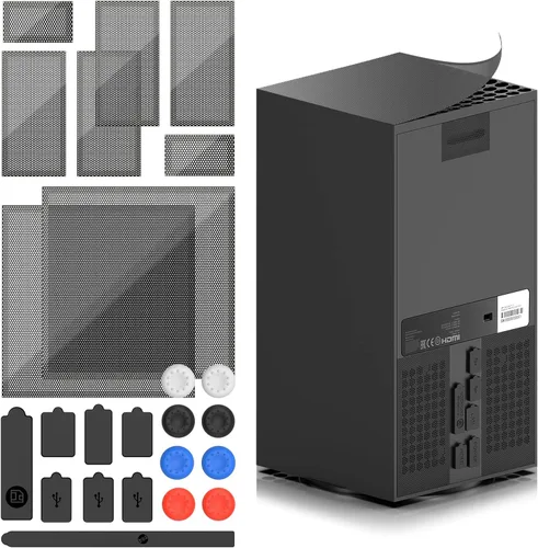 Vista 7 de Soporte de refrigeración para Xbox Series X con 2 fundas de filtro de polvo y tapones de goma para el pulgar y empuñaduras de palanca de mando
