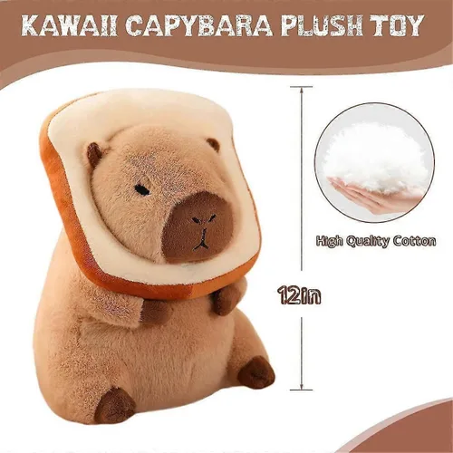 Vista 4 de Capybara - Animal de peluche con mochila de tortuga para niños y adultos, cumpleaños, regalo de San Valentín (pan)
