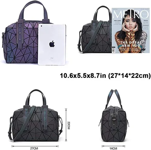 Vista 4 de Bolsos de mano para mujer, geométricos, luminosos, bolsos de mano con asa superior