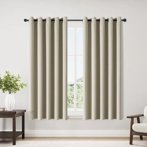 Vista 123 de ChrisDowa - Cortinas cortas para ventana de 40 pulgadas para dormitorio - Cortinas cortas con ojales y aislamiento térmico para oscurecer
