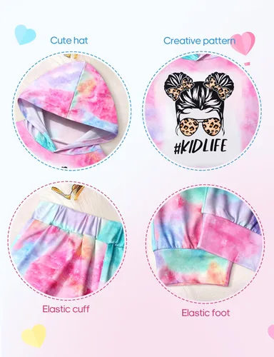 Vista 6 de Aulyffo Baby Girl Clothes,Tie Dye Hoodie Sweatshirt 2 Piece Baby Girls Outfits Pullover Joggers Pants Hooded Sweatsuits Sets