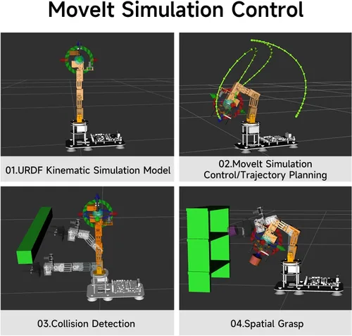 Vista 2 de Yahboom Brazo robótico ROS2 6DOF Inteligencia incorporada, reconocimiento espacial 3D, control de PC de máquina virtual, módulo de voz