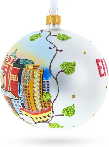 Vista 3 de El Paso, Texas, USA Bola de Vidrio Adorno de Navidad 4 Pulgadas