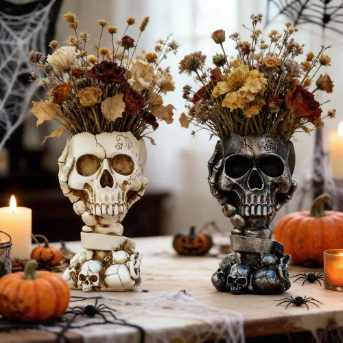 Vista 2 de Maceta LovTocTic de Cráneo, Macetas Góticas para Decoraciones de Halloween Plantas de Interior/Exterior, Macetas de Flores Góticas, Macetas