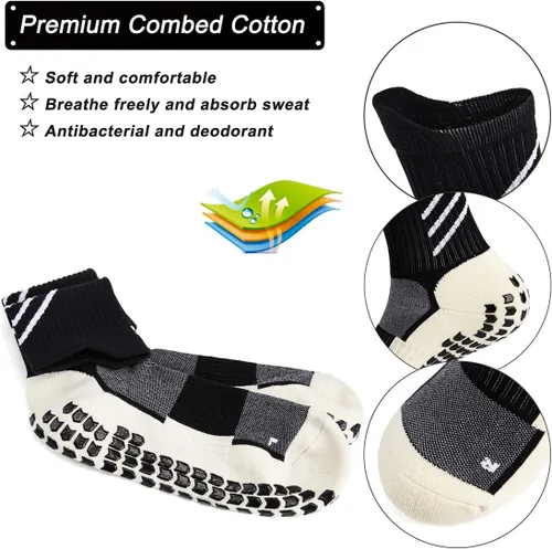 Vista 4 de Calcetines deportivos antideslizantes para hombres y mujeres, calcetines de fútbol con agarres, calcetines antideslizantes para yoga, gimnasio
