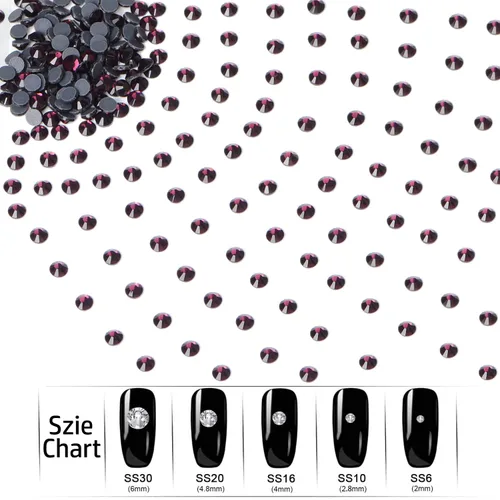 Vista 2 de LPBeads 10000 unidades de diamantes termoadhesivos SS6 amatista con parte trasera plana, gemas de diamantes de imitación de cristal redondas
