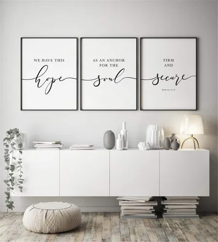 Vista 4 de Arte de pared para decoración del hogar, 3 piezas, póster de oración de serenidad, impresiones de recuperación de adicciones, pintura en lienzo