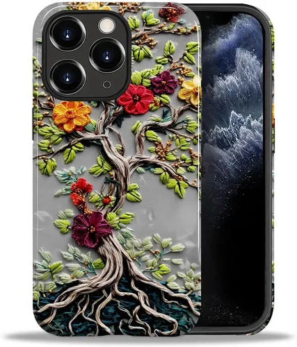 Vista 121 de ZHEGAILIAN Funda para iPhone 11, carcasa dura a prueba de golpes + silicona suave 2 en 1 híbrida, parachoques a prueba de caídas - Vidrio manchado