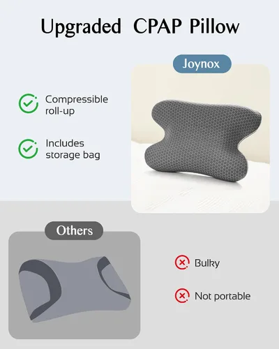 Vista 3 de HSA/FSA Almohada de camping, almohada CPAP de espuma viscoelástica plegable para todos los usuarios de CPAP Almohada de viaje pequeña con funda