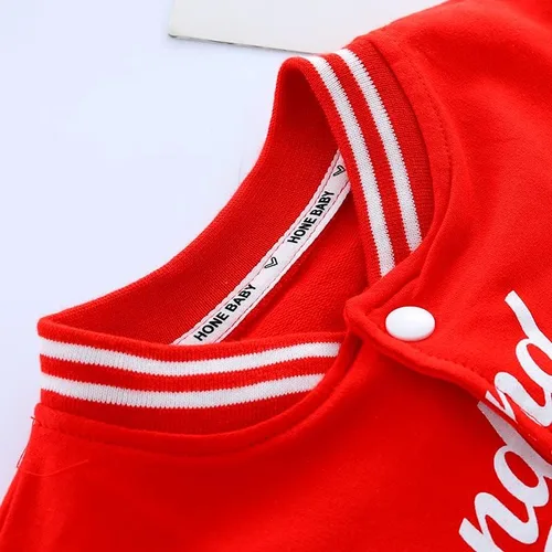Vista 3 de Ropa deportiva para bebés, ropa para niños y niñas, chaqueta de béisbol+camiseta+pantalón, 3 piezas, ropa escolar para niños