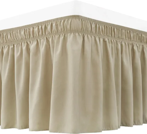 Vista 34 de Falda de cama RIMELA tamaño Queen color verde bebé con caída de 15 pulgadas, falda elástica envolvente, volante que protege contra el polvo