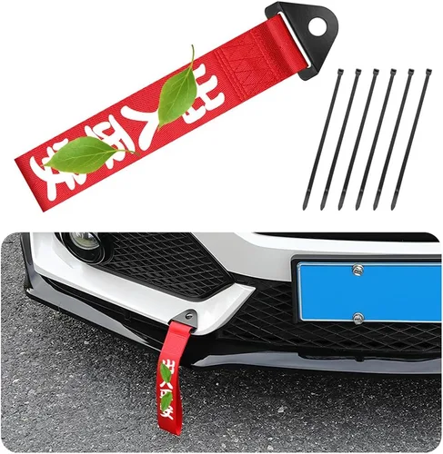 Vista 7 de AICEL Correa de remolque para carreras de autos, cuerda de tracción decorativa de nylon de alta resistencia estilo JDM deportivo, correa de remolque