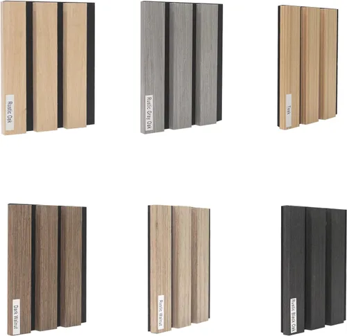 Vista 13 de Yuzzy - Paneles de madera para pared - 2 paneles acústicos de listones de madera de teca de 9 pies - Paneles de pared modernos con absorción