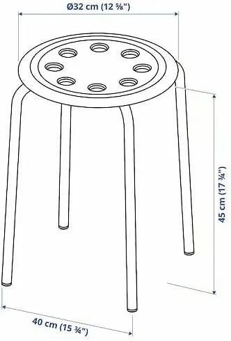 Vista 3 de Ikea Marius Steel - Taburete con recubrimiento en polvo epoxi (negro), juego de 1