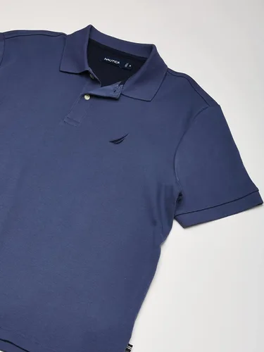 Vista 2 de Nautica - Camisa polo de manga corta, color liso y suave de algodón para hombre de ajuste clásico
