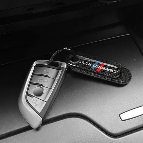 Vista 5 de muekzru Juego de Llavero de Fibra de Carbono y Cuero para Coche, Llavero Universal de Moda y Deportes para Negocios, Regalo de Cumpleaños