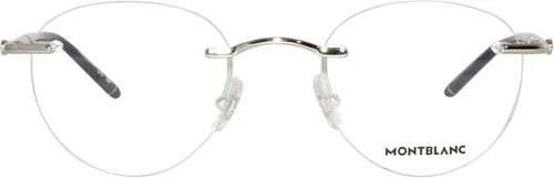 Vista 2 de Mont Blanc MB0244O 002 Gafas De Los Hombres Plata Rimless Oval Forma 2.008 in, PlataGris-002