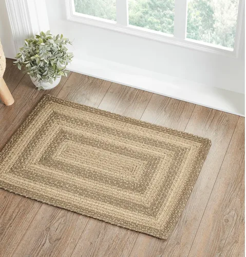 Vista 8 de VHC Brands Alfombra de adoquines, mezcla de yute, medio círculo, gris tostado, blanco, 16.5 x 33 pulgadas