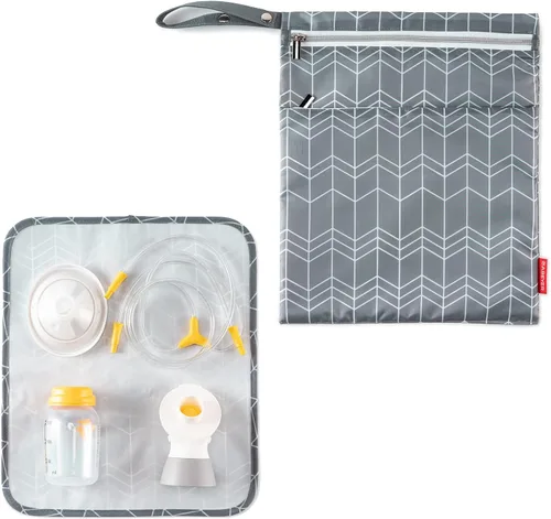 Vista 8 de Bolsa húmeda y seca BABEYER para almacenamiento de piezas de extractor de leche, bolsa impermeable para piezas de bomba con alfombrilla para mamás