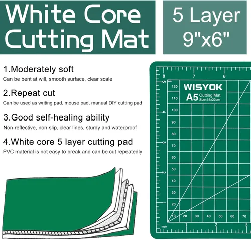 Vista 3 de WISYOK Tapete de manualidades A5 de 6 x 8 pulgadas, pequeño tapete de corte giratorio para coser, tela, ideal para manualidades de bricolaje