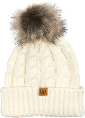 Vista 4 de Allydrew Mommy & Me Mother - Gorro tejido de invierno cálido y suave con pompón