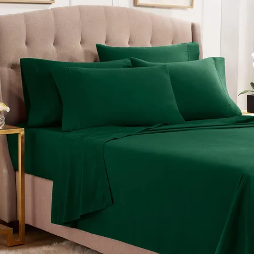 Vista 11 de Empyrean Bedding - Juego de sábanas de 6 piezas con correas ajustadas para mayor duración y resistencia, 110 GSM, tejido suave, Microfibra, azul