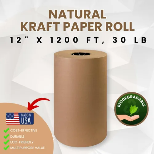 Vista 3 de ANF Brands (12 pulgadas x 1200 pies) - Papel kraft natural para embalaje, envío, llenado de vacíos y proyectos de arte para niños, 30 libras.