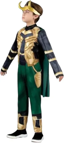 Vista 2 de Jazwares Loki - Disfraz de Halloween para niños, con relleno, capa desmontable y tocado 3D