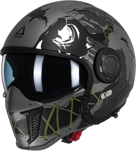 Vista 17 de TRIANGLE Cascos de motocicleta de cara completa, casco de motocross todoterreno para hombres y mujeres, doble visera con protector solar interno
