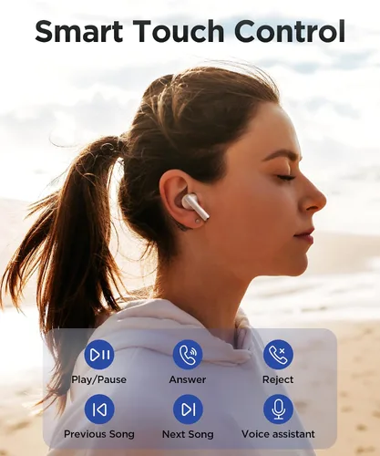Vista 3 de PISEN Auriculares Inalámbricos Intrauriculares - P1 Bluetooth 5.3 HiFi Estéreo Auriculares Bluetooth con Micrófono para Llamadas Intrauriculares