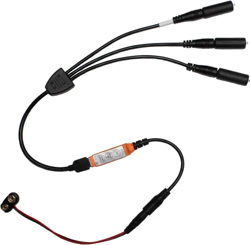 Vista 2 de Kit de luz de llama parpadeante de tres cabezales ámbar naranja rojo LED para efectos especiales iluminación funciona