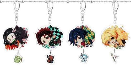 Vista 5 de Lindo Demon Slayer Kimetsu no Yaiba - Llavero de acrílico para cosplay, accesorios de automóvil, llavero colgante, regalos
