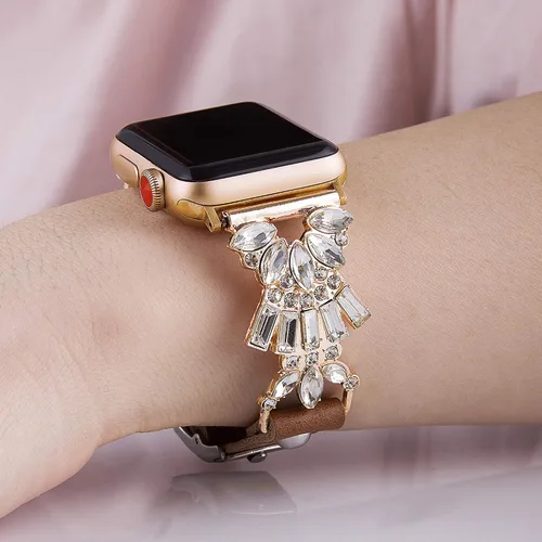 Vista 2 de VIQIV Bling Jewelry - Pulsera compatible con Apple Watch Ultra de 1.496 pulgadas, 1.575 pulgadas, 1.614 pulgadas, 1.654 pulgadas, 1.732 pulgadas