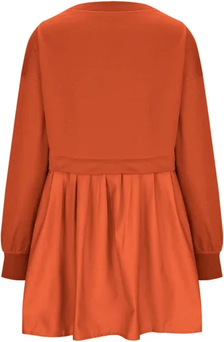 Vista 4 de Zkuisw Summer Dresses for Women 2024 Oversized Sweatshirt Dress Long Sleeve Patchwork Pullover Tops Flowy Pleated Mini Dress