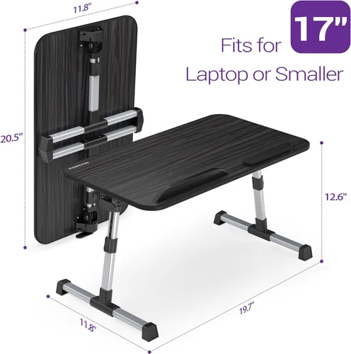Vista 6 de NEARPOW Mesa portátil para laptop, escritorio ajustable en altura y ángulo, plegable para cama, sofá, escritura en el suelo