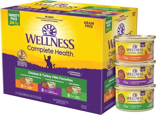 Vista 11 de Wellness Complete Health - Paquete variado de paté de comida húmeda enlatada para gatos adultos, natural, rica en proteínas, sin granos, favoritos