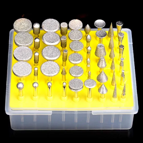 Vista 7 de Juego de 50 rebabas de rectificado con cabeza de molienda con revestimiento de diamante para herramienta rotativa Dremel