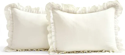 Vista 5 de Lush Decor Ella Ruffle Colcha de Encaje con Volantes, Juego de 3 Piezas, King, Marfil - Bonito Juego de Cama - Ropa de Cama King - Ropa de Cama